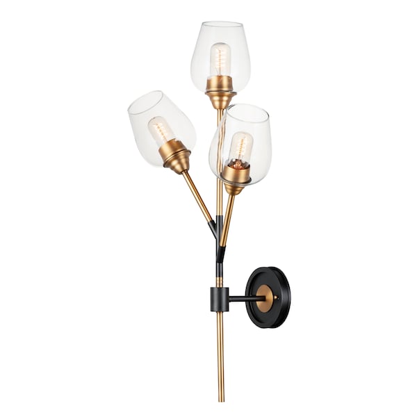 Maxim Lighting Savvy 3-Light " Wide Antique Brass / Black Wall Sconce 26341CLABBK - main